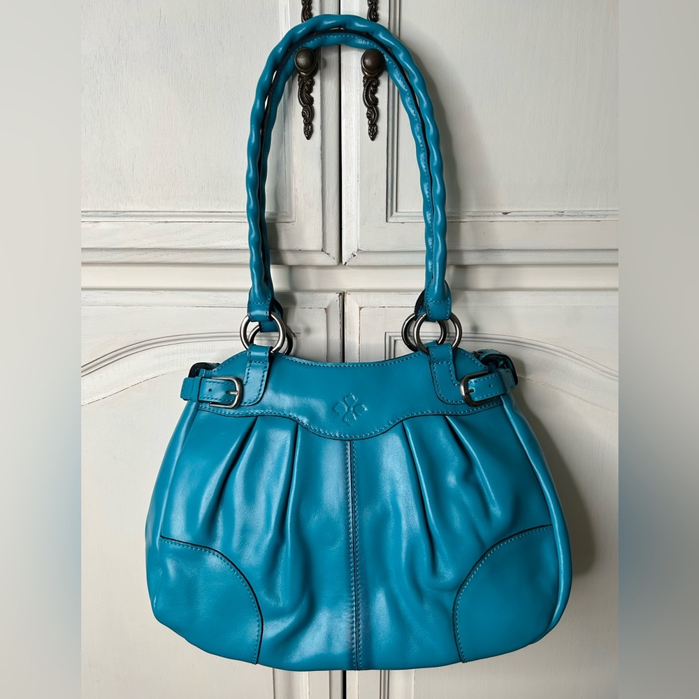 Patricia Nash Monza handbag in a vibrant turquoise leather